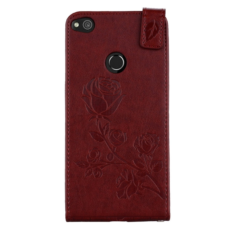 For Huawei  P8 Lite (2017) Roses Pressed Flowers Pattern Vertical Flip Leather Case with Card Slot & Lanyard