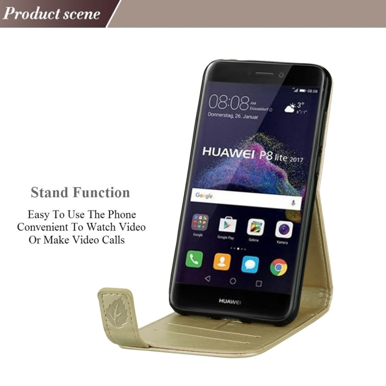 For Huawei  P8 Lite (2017) Roses Pressed Flowers Pattern Vertical Flip Leather Case with Card Slot & Lanyard