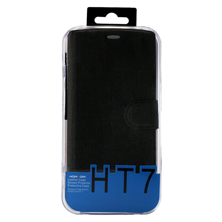 2 in 1 Cloth Texture Horizontal Flip Leather Case with Holder & Magnetic Buckle & Tempered Glass Screen Film for HOMTOM HT7 & HT7 Pro(Black)