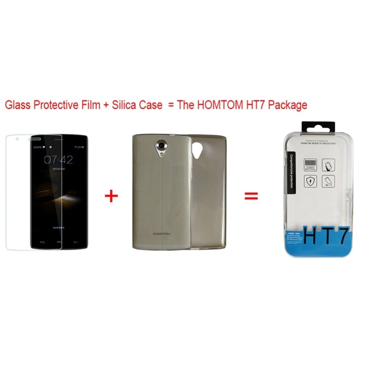2 in 1 TPU Protective Case + Tempered Glass Screen Film for HOMTOM HT7 & HT7 Pro(Transparent)