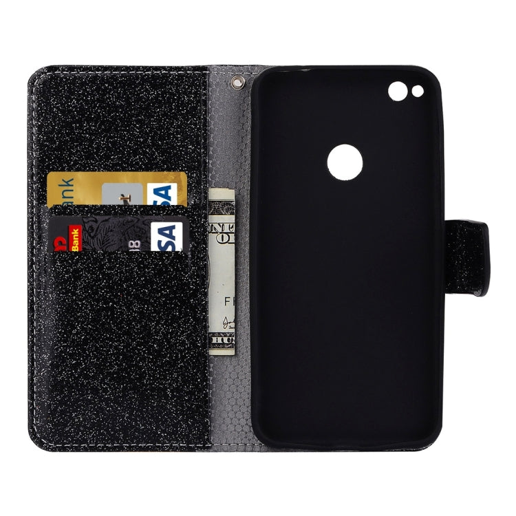 For Huawei  P8 Lite 2017 Glitter Powder Leather Case with Holder & Wallet & Card Slots
