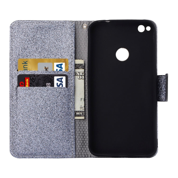 For Huawei  P8 Lite 2017 Glitter Powder Leather Case with Holder & Wallet & Card Slots