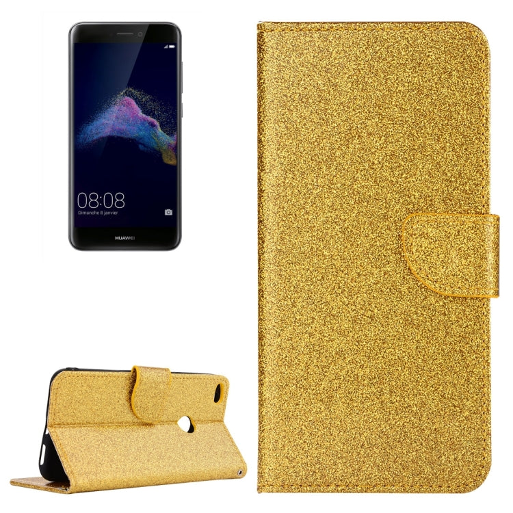 For Huawei  P8 Lite 2017 Glitter Powder Leather Case with Holder & Wallet & Card Slots