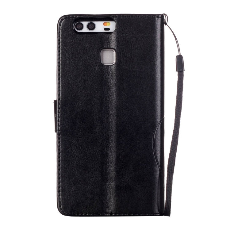 For Huawei  P9 Heart Diamond Encrusted Flowers Embossing Horizontal Flip Leather Case with Holder & Card Slots & Wallet & Lanyard