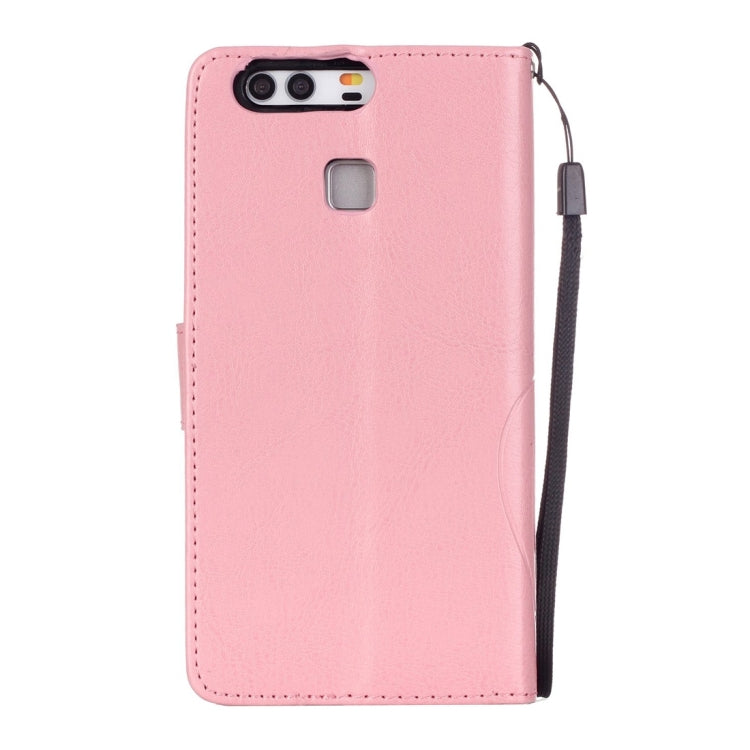 For Huawei  P9 Heart Diamond Encrusted Flowers Embossing Horizontal Flip Leather Case with Holder & Card Slots & Wallet & Lanyard