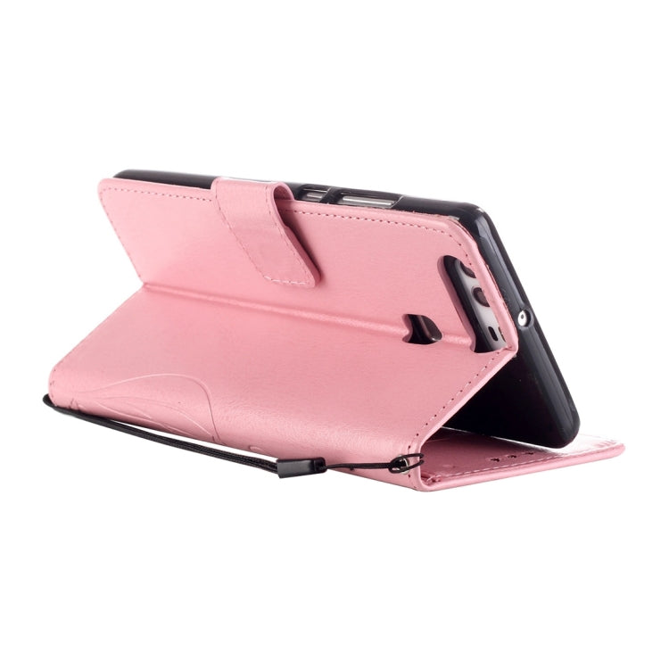 For Huawei  P9 Heart Diamond Encrusted Flowers Embossing Horizontal Flip Leather Case with Holder & Card Slots & Wallet & Lanyard