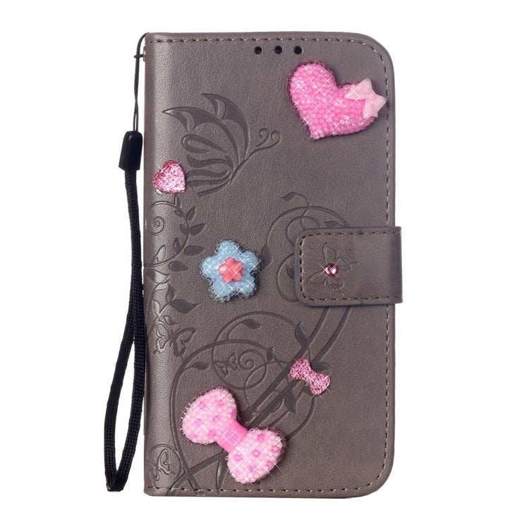 For Huawei  P9 Heart Diamond Encrusted Flowers Embossing Horizontal Flip Leather Case with Holder & Card Slots & Wallet & Lanyard