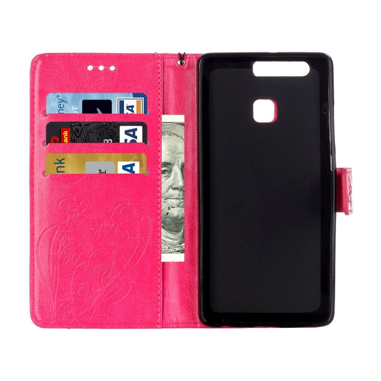 For Huawei  P9 Heart Diamond Encrusted Flowers Embossing Horizontal Flip Leather Case with Holder & Card Slots & Wallet & Lanyard