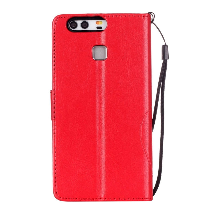 For Huawei  P9 Heart Diamond Encrusted Flowers Embossing Horizontal Flip Leather Case with Holder & Card Slots & Wallet & Lanyard