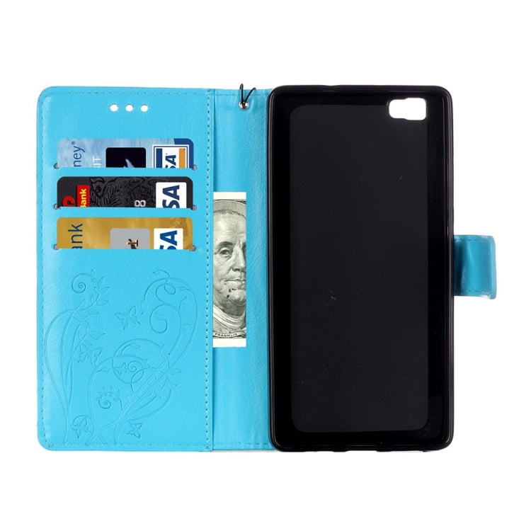 For Huawei  P8 Lite Heart Diamond Encrusted Flowers Embossing Horizontal Flip Leather Case with Holder & Card Slots & Wallet & Lanyard