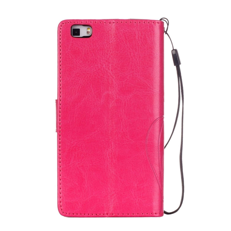 For Huawei  P8 Lite Heart Diamond Encrusted Flowers Embossing Horizontal Flip Leather Case with Holder & Card Slots & Wallet & Lanyard