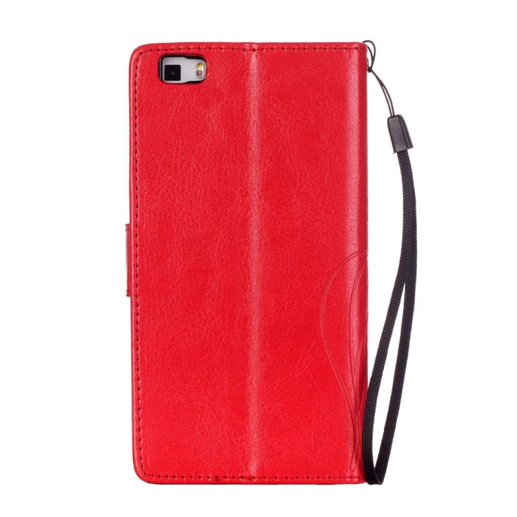 For Huawei  P8 Lite Heart Diamond Encrusted Flowers Embossing Horizontal Flip Leather Case with Holder & Card Slots & Wallet & Lanyard