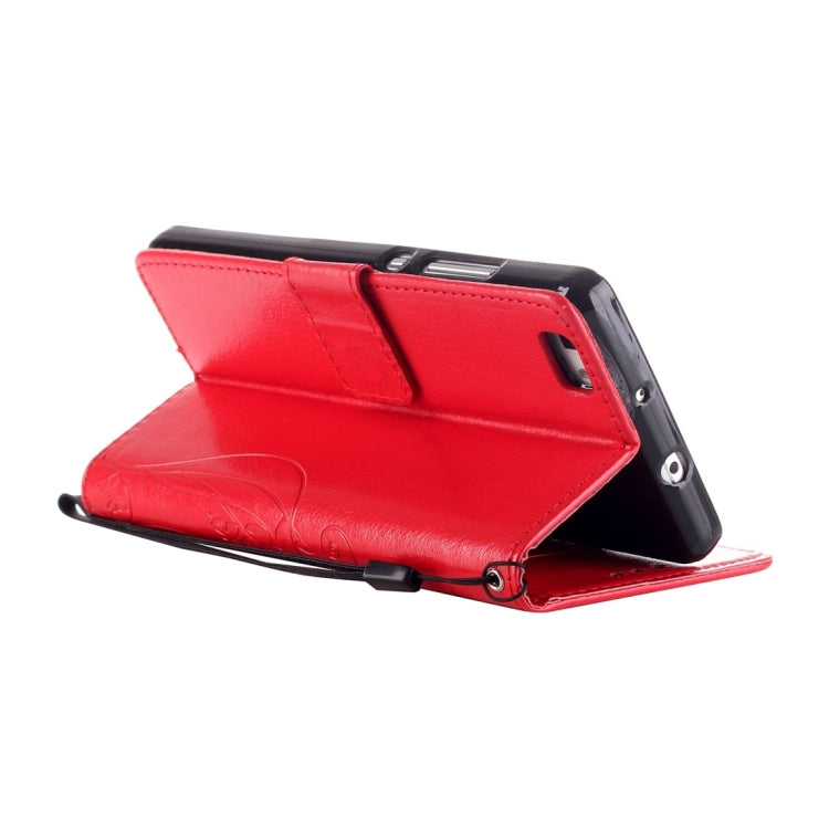 For Huawei  P8 Lite Heart Diamond Encrusted Flowers Embossing Horizontal Flip Leather Case with Holder & Card Slots & Wallet & Lanyard