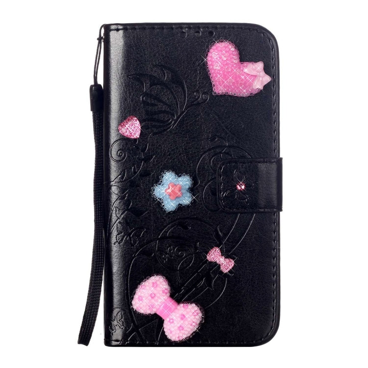 For Huawei  P9 Plus Heart Diamond Encrusted Flowers Embossing Horizontal Flip Leather Case with Holder & Card Slots & Wallet & Lanyard