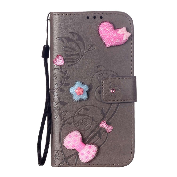 For Huawei  P9 Plus Heart Diamond Encrusted Flowers Embossing Horizontal Flip Leather Case with Holder & Card Slots & Wallet & Lanyard