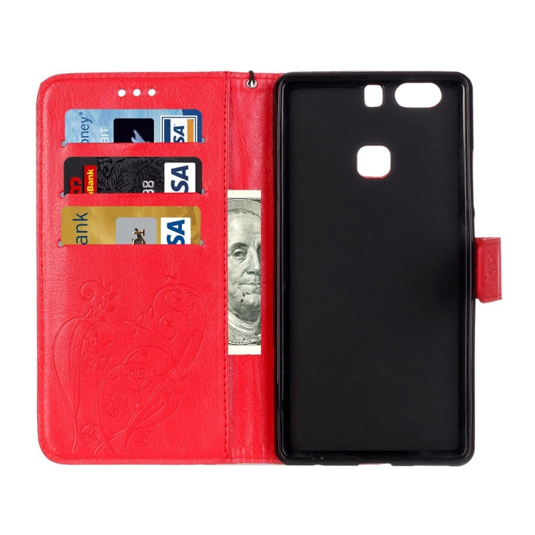 For Huawei  P9 Plus Heart Diamond Encrusted Flowers Embossing Horizontal Flip Leather Case with Holder & Card Slots & Wallet & Lanyard