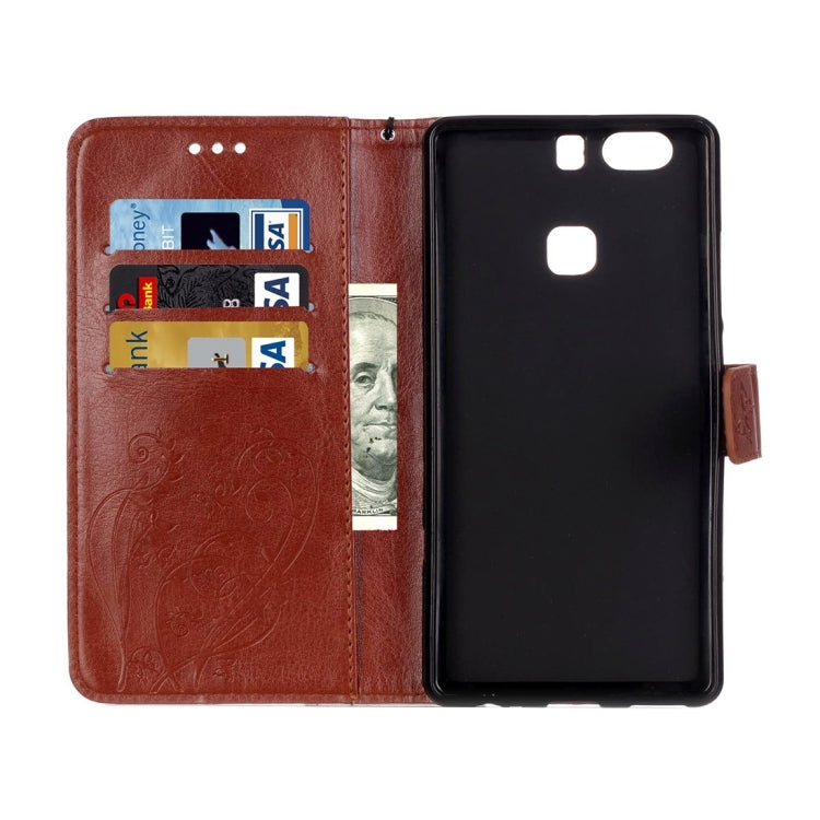 For Huawei  P9 Plus Heart Diamond Encrusted Flowers Embossing Horizontal Flip Leather Case with Holder & Card Slots & Wallet & Lanyard