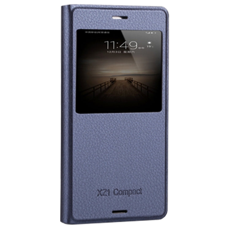 For Sony Xperia XZ1 Compact Litchi Texture Horizontal Flip Leather Case with Call Display ID