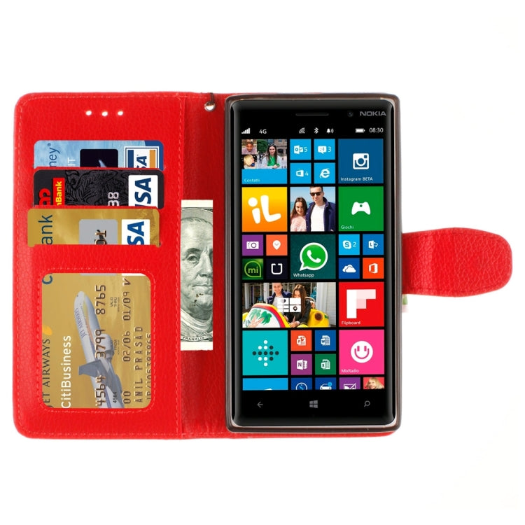 For Nokia Lumia 830 Litchi Texture Horizontal Flip Leather Case with Holder & Card Slots & Wallet & Photo Frame & Lanyard
