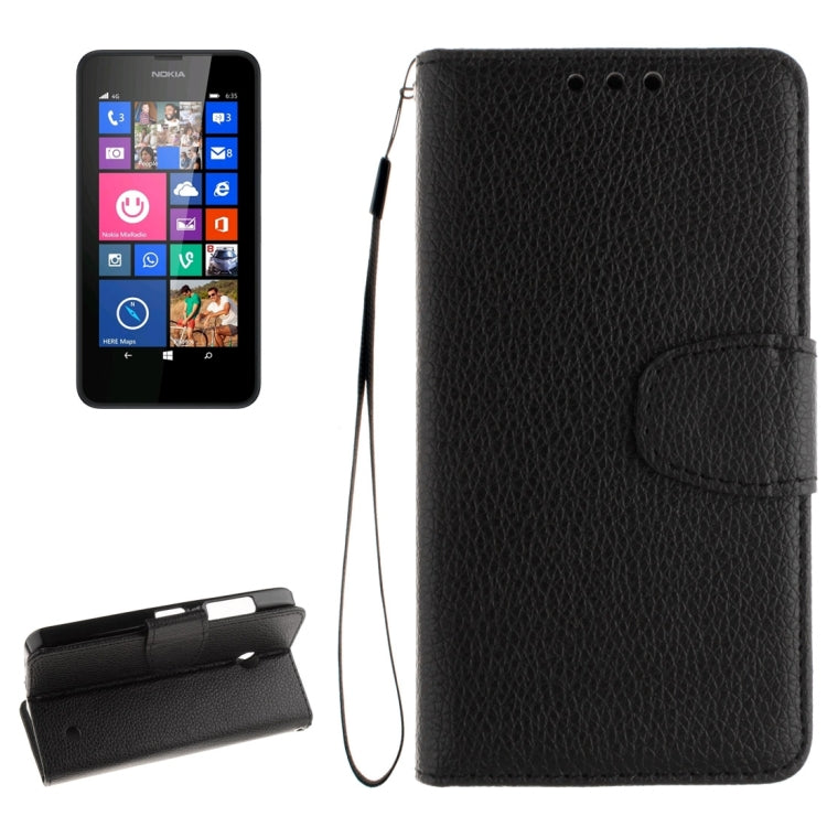 For Nokia Lumia 630 / 635 Litchi Texture Horizontal Flip Leather Case with Holder & Card Slots & Wallet & Photo Frame & Lanyard