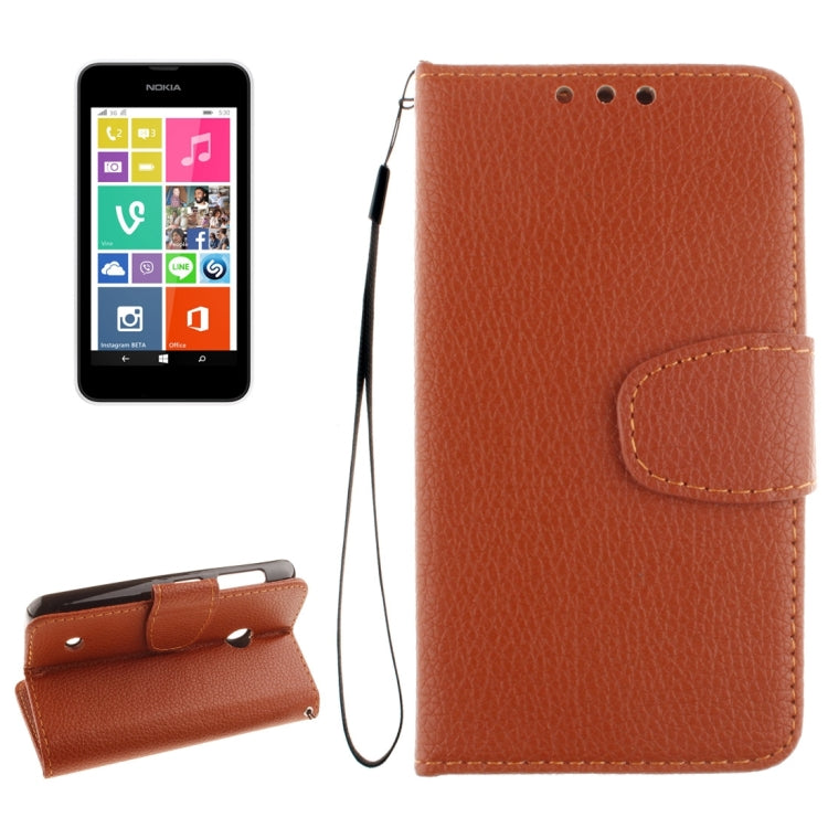 For Nokia Lumia 530 Litchi Texture Horizontal Flip Leather Case with Holder & Card Slots & Wallet & Photo Frame & Lanyard