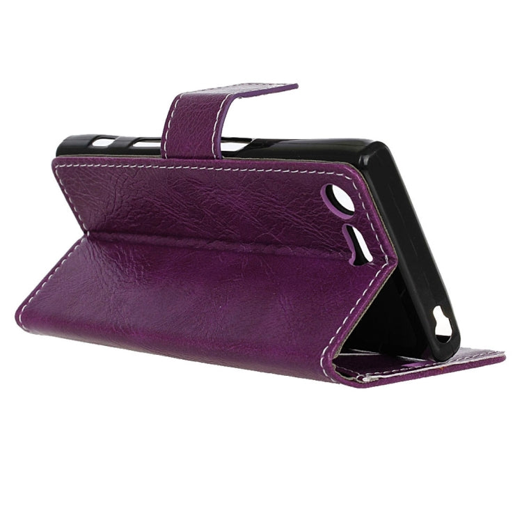 For Sony Xperia XZ1 Compact Retro Crazy Horse Texture Horizontal Flip Leather Case with Holder & Card Slots & Wallet & Photo Frame