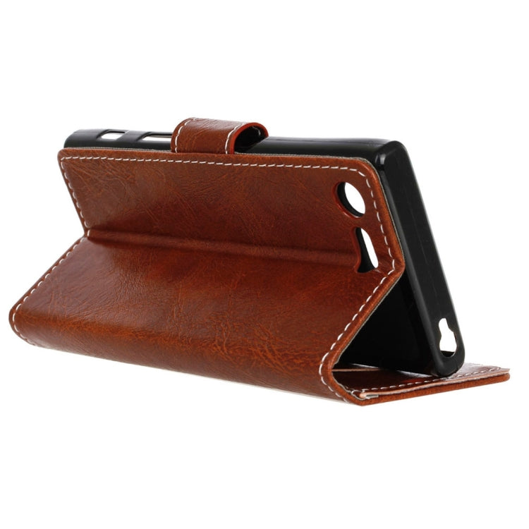 For Sony Xperia XZ1 Compact Retro Crazy Horse Texture Horizontal Flip Leather Case with Holder & Card Slots & Wallet & Photo Frame
