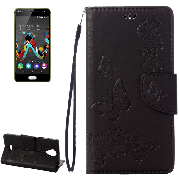 Pressed Flowers Butterfly Pattern Horizontal Flip Leather Case for Wiko U Feel Lite, with Magnetic Buckle & Holder & Card Slots & Wallet