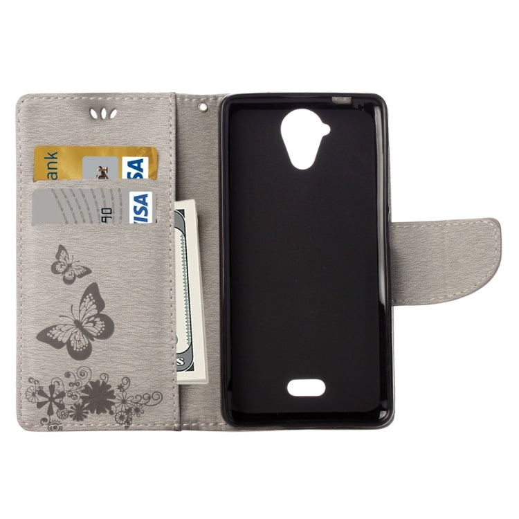 Pressed Flowers Butterfly Pattern Horizontal Flip Leather Case for Wiko U Feel Lite, with Magnetic Buckle & Holder & Card Slots & Wallet