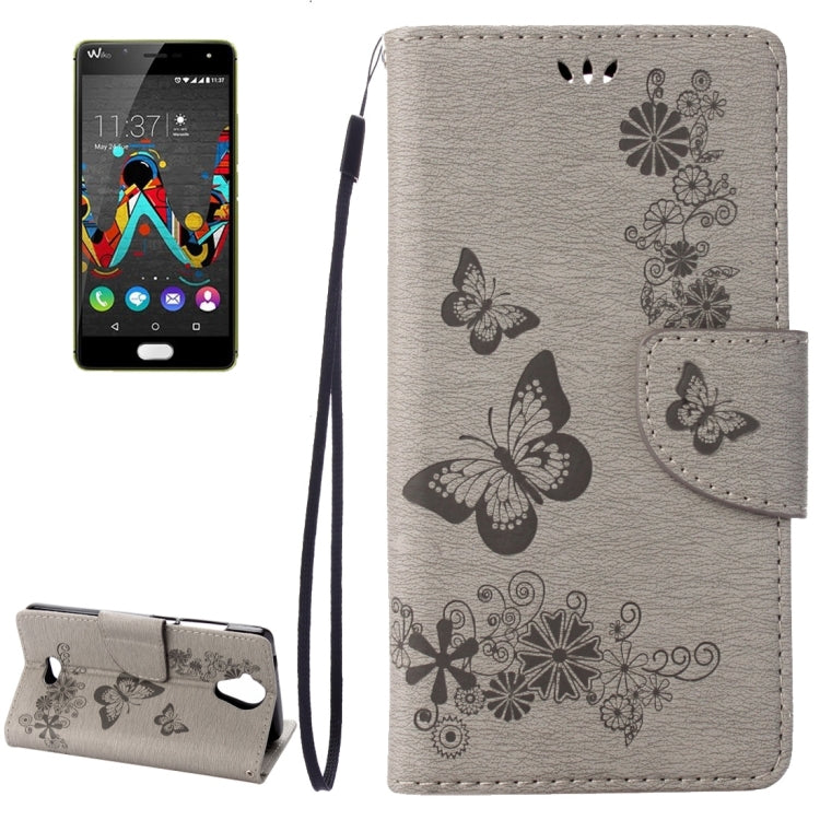 Pressed Flowers Butterfly Pattern Horizontal Flip Leather Case for Wiko U Feel Lite, with Magnetic Buckle & Holder & Card Slots & Wallet