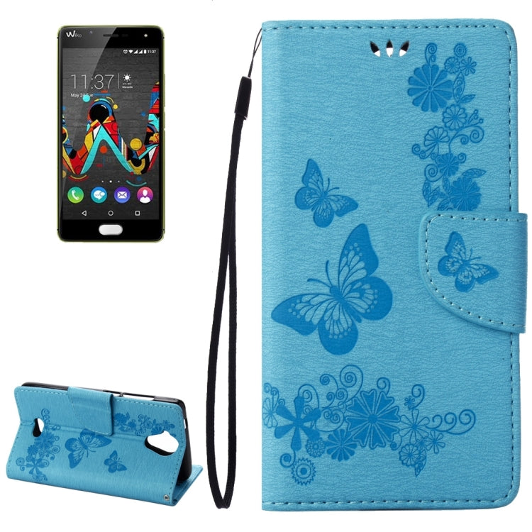 Pressed Flowers Butterfly Pattern Horizontal Flip Leather Case for Wiko U Feel Lite, with Magnetic Buckle & Holder & Card Slots & Wallet