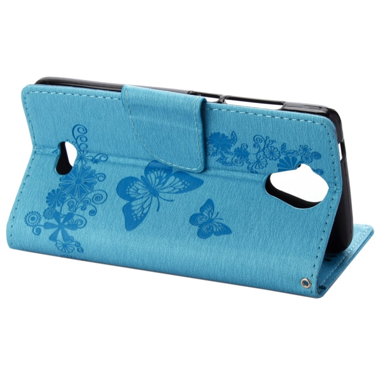 Pressed Flowers Butterfly Pattern Horizontal Flip Leather Case for Wiko U Feel Lite, with Magnetic Buckle & Holder & Card Slots & Wallet