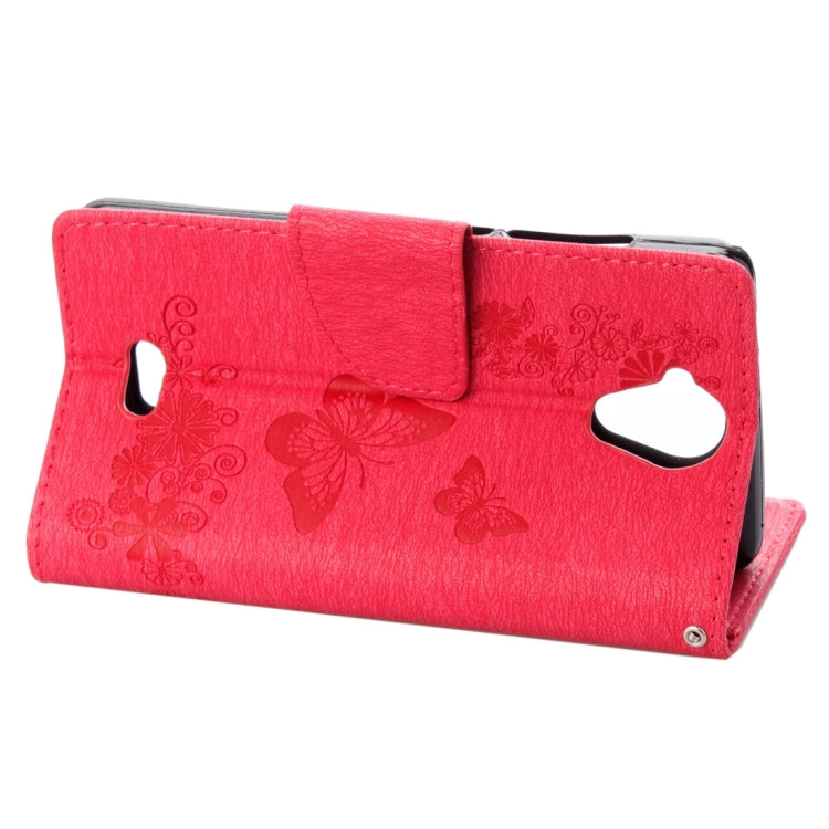 Pressed Flowers Butterfly Pattern Horizontal Flip Leather Case for Wiko U Feel Lite, with Magnetic Buckle & Holder & Card Slots & Wallet