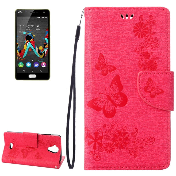 Pressed Flowers Butterfly Pattern Horizontal Flip Leather Case for Wiko U Feel Lite, with Magnetic Buckle & Holder & Card Slots & Wallet
