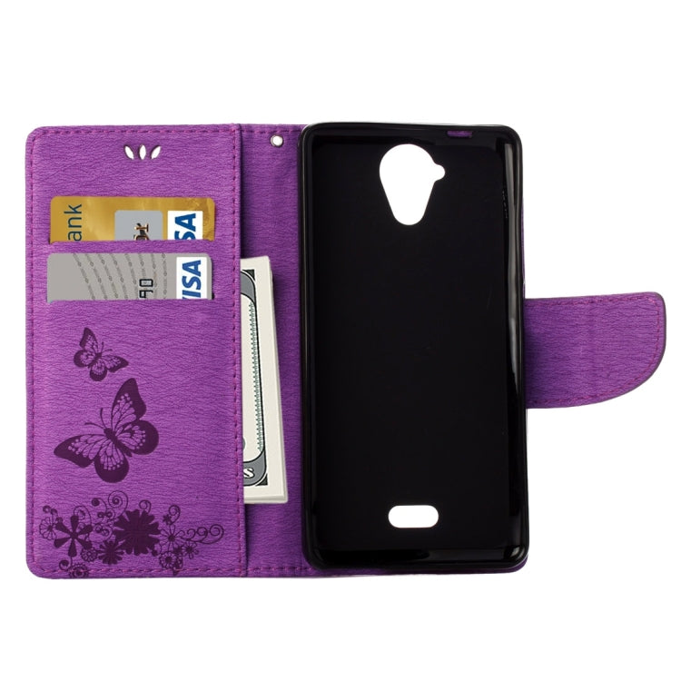 Pressed Flowers Butterfly Pattern Horizontal Flip Leather Case for Wiko U Feel Lite, with Magnetic Buckle & Holder & Card Slots & Wallet