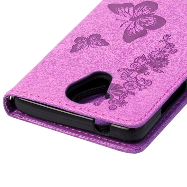 Pressed Flowers Butterfly Pattern Horizontal Flip Leather Case for Wiko U Feel Lite, with Magnetic Buckle & Holder & Card Slots & Wallet