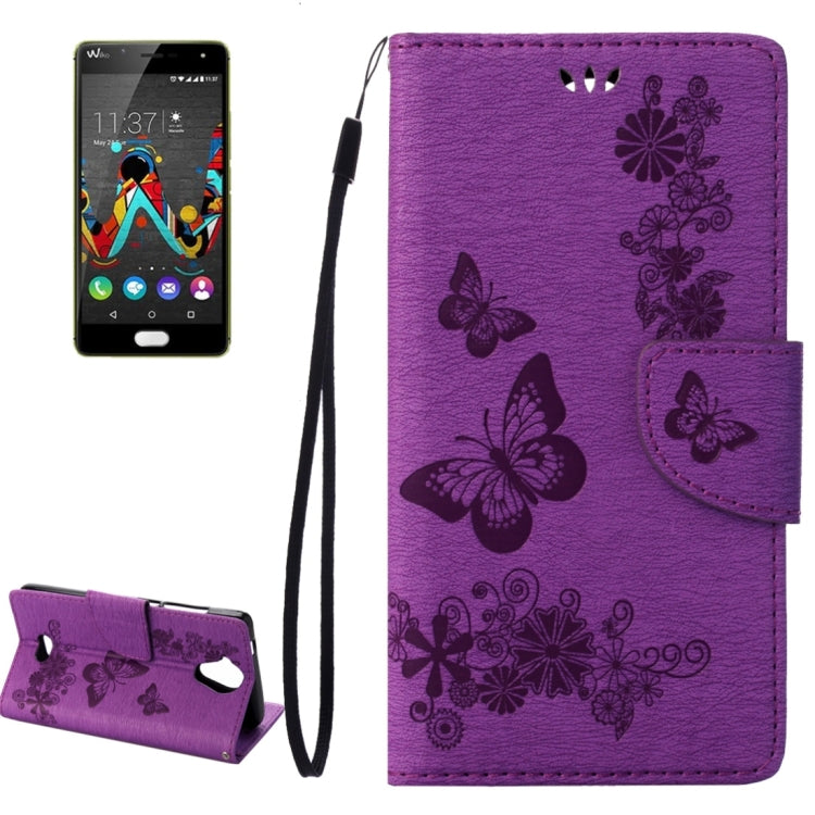 Pressed Flowers Butterfly Pattern Horizontal Flip Leather Case for Wiko U Feel Lite, with Magnetic Buckle & Holder & Card Slots & Wallet