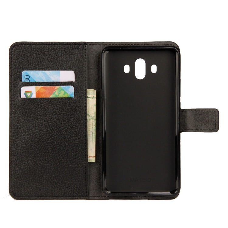For Huawei Mate 10 Litchi Texture Horizontal Flip Leather Case with Holder & Card Slots & Wallet (Black)