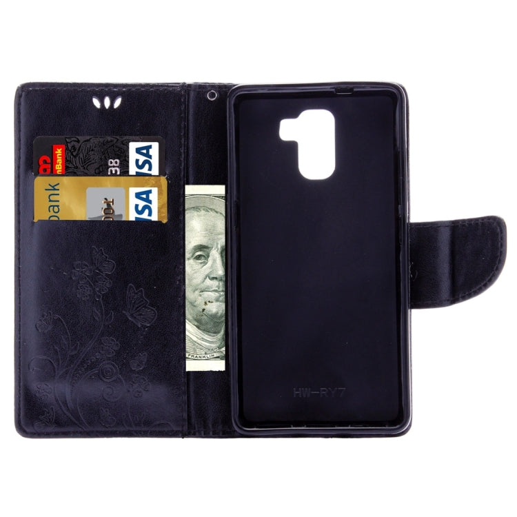 For Huawei  Honor 7 Butterflies Embossing Horizontal Flip Leather Case with Holder & Card Slots & Wallet & Lanyard