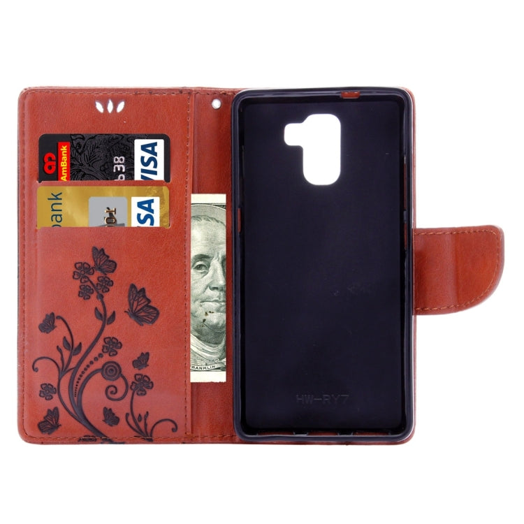 For Huawei  Honor 7 Butterflies Embossing Horizontal Flip Leather Case with Holder & Card Slots & Wallet & Lanyard