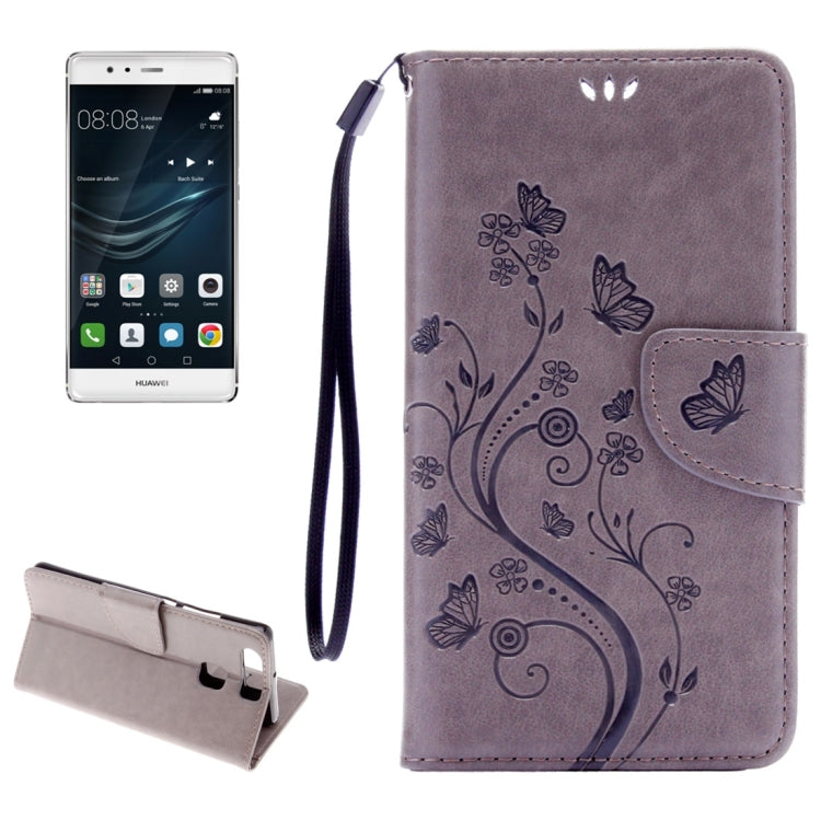 For Huawei  P9 Butterflies Embossing Horizontal Flip Leather Case with Holder & Card Slots & Wallet & Lanyard