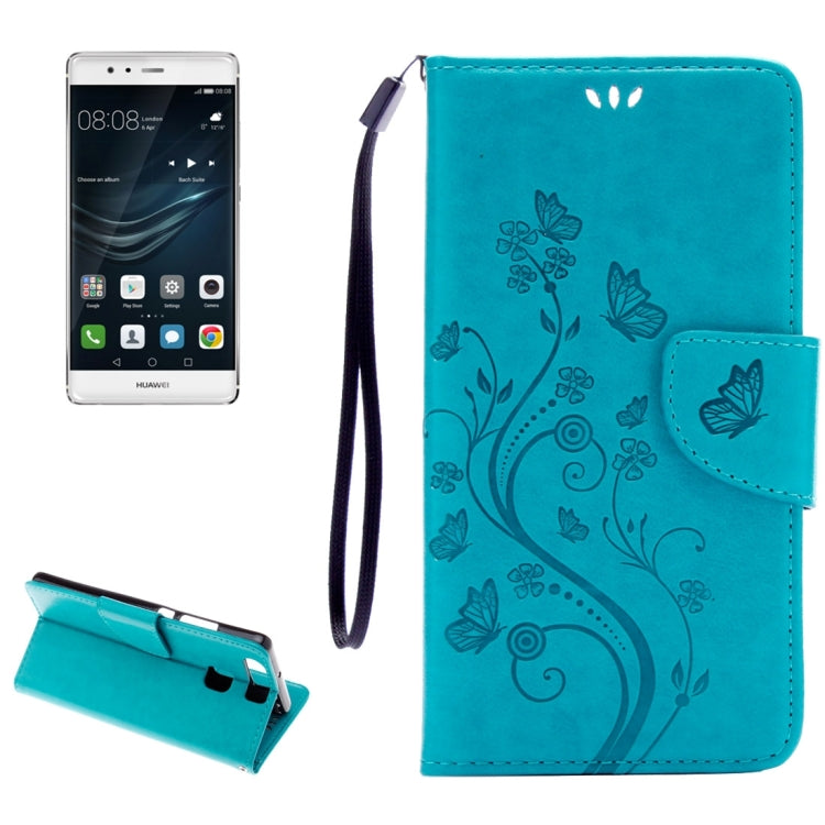 For Huawei  P9 Butterflies Embossing Horizontal Flip Leather Case with Holder & Card Slots & Wallet & Lanyard