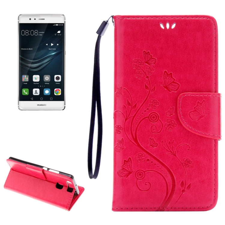 For Huawei  P9 Butterflies Embossing Horizontal Flip Leather Case with Holder & Card Slots & Wallet & Lanyard