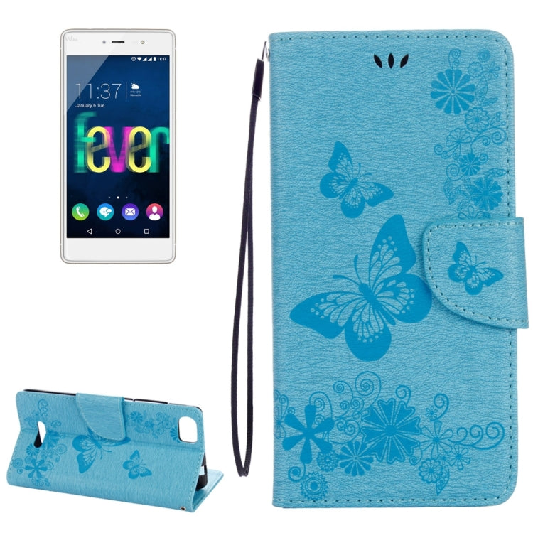 Butterflies Embossing Horizontal Flip Leather Case for Wiko Fever SE, with Holder & Card Slots & Wallet & Lanyard