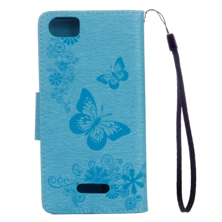 Butterflies Embossing Horizontal Flip Leather Case for Wiko Fever SE, with Holder & Card Slots & Wallet & Lanyard