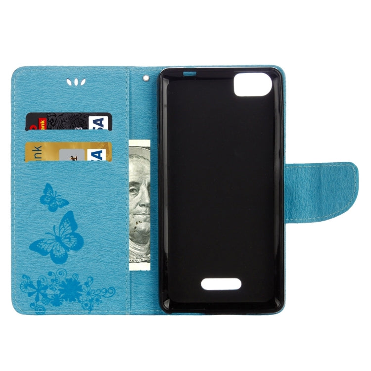 Butterflies Embossing Horizontal Flip Leather Case for Wiko Fever SE, with Holder & Card Slots & Wallet & Lanyard