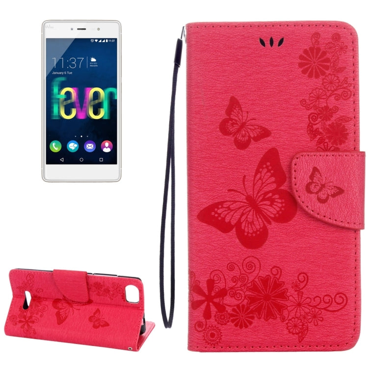 Butterflies Embossing Horizontal Flip Leather Case for Wiko Fever SE, with Holder & Card Slots & Wallet & Lanyard