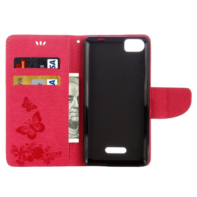 Butterflies Embossing Horizontal Flip Leather Case for Wiko Fever SE, with Holder & Card Slots & Wallet & Lanyard