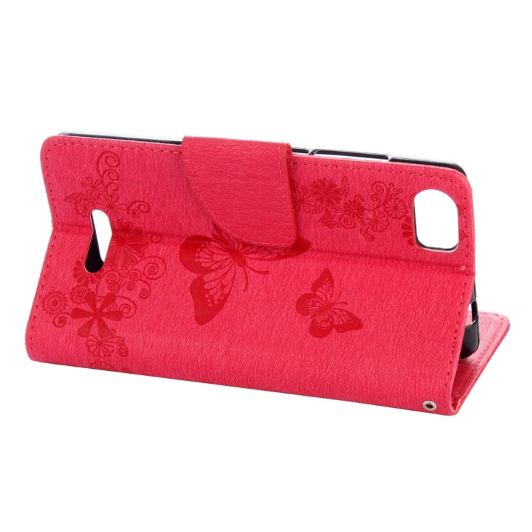 Butterflies Embossing Horizontal Flip Leather Case for Wiko Fever SE, with Holder & Card Slots & Wallet & Lanyard