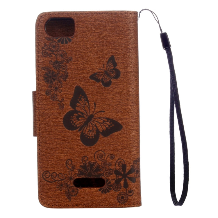 Butterflies Embossing Horizontal Flip Leather Case for Wiko Fever SE, with Holder & Card Slots & Wallet & Lanyard